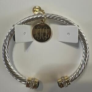 MarleyLilly Birthstone cable bracelet with monogram charm KHL interlocking. New